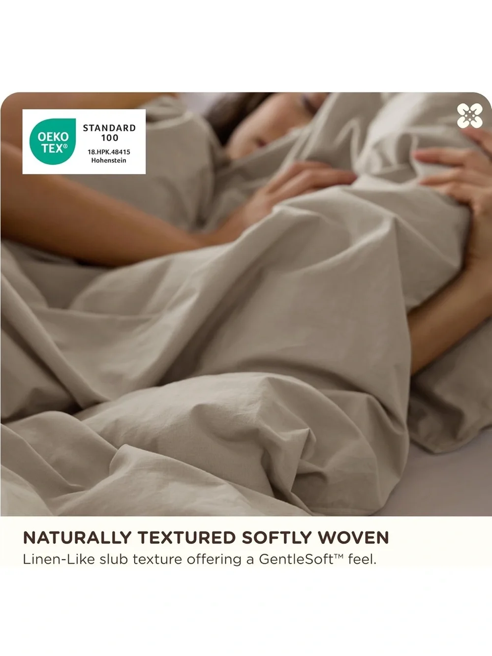 NEW Bedsure 100% Cotton Duvet Cover Full. Luxury Slub Weave. Tannish Linen Grey